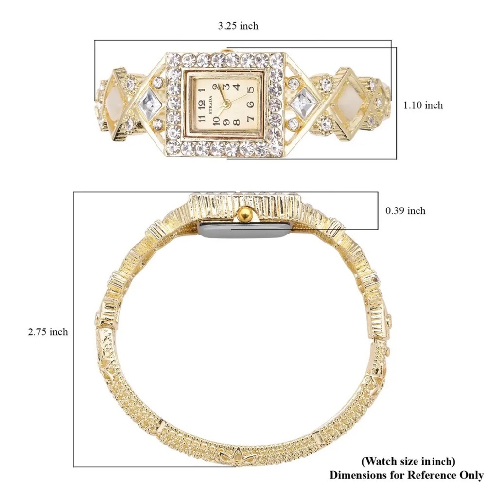 🩷 Strada White Austrian Crystal Japanese Movement Bangle Bracelet 🩷 - Picture 7 of 7